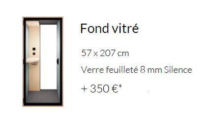 Option fond vitré cabine acoustique de bureau Dialogue fabrication française
