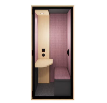 photo cabine acoustique 1 place avec bureau et assise fabrication française DIALOGUE