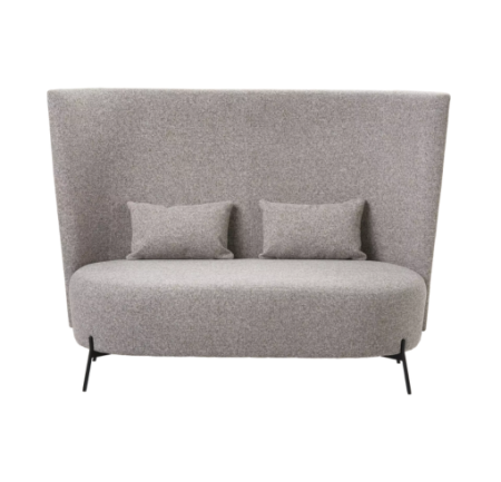 canape bolero duo gris 2 places dossier haut pied metal face