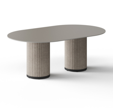 photo table de réunion et table de conférence ATHENA pour 6 à 8 personnes pieds en feutre beige et plateau gris cubanite