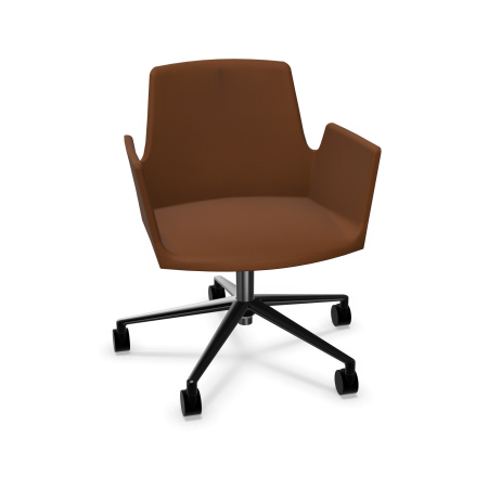 chaise_altea_face_roulette_noir_assise_marron