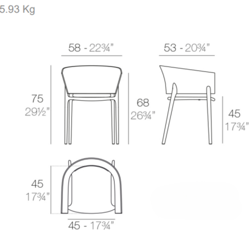 dimension chaise Brasile