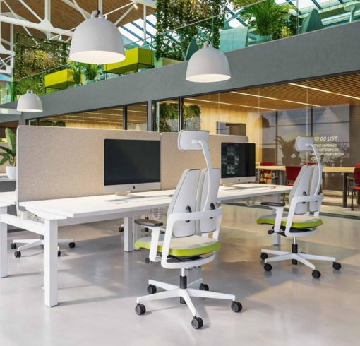 photo siège ergonomique duo back XELION avec dossier divisé en 2 parties vue de dos coloris blanc ambiance 2