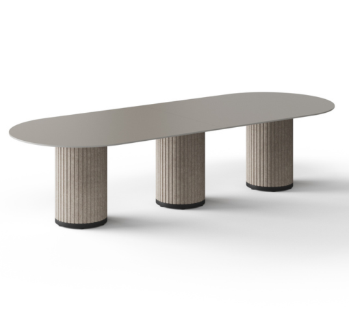 photo table de réunion et table de conférence ATHENA pieds en feutre beige et plateau gris cubanite pour plus de 10 personnes