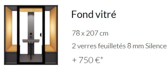 Option fond vitré cabine acoustique de bureau DIALOGUE fabrication française