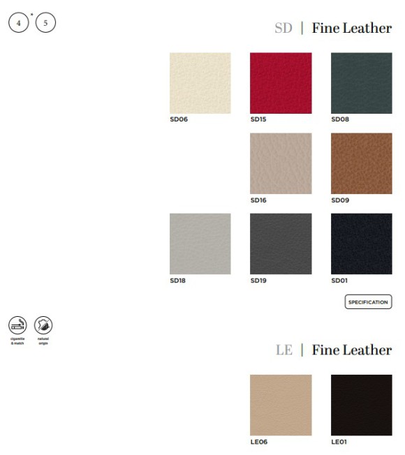nuancier tissus catégorie 5 CUIR FIN