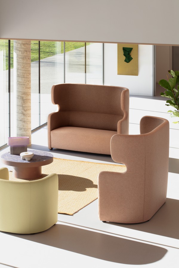 photo popup canape acoustique ambiance terracotta deux places 