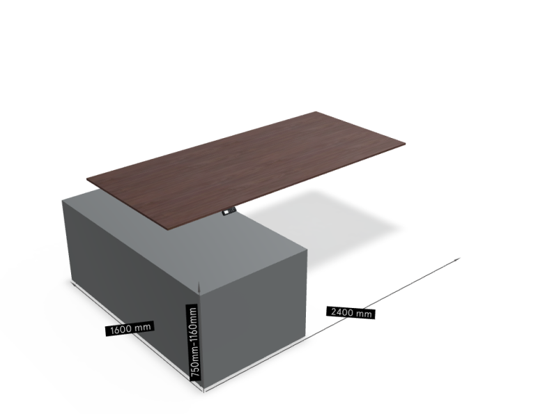 dimensions-Gravity bureau direction r&eacute;glable en hauteur-plan