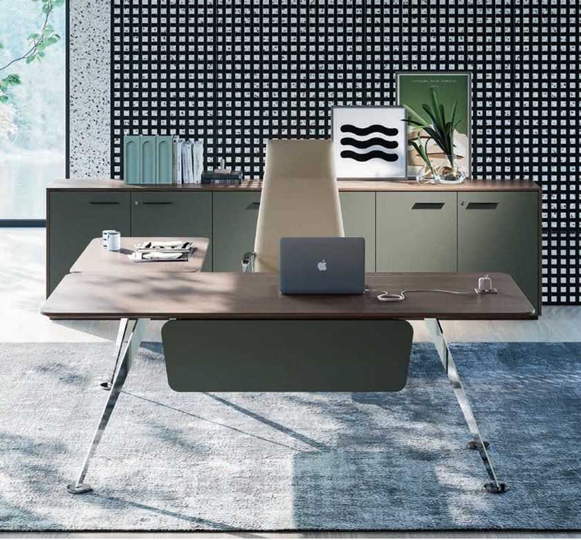 photo-spare-bureau-plateau bois avec retour option-pieds blanc