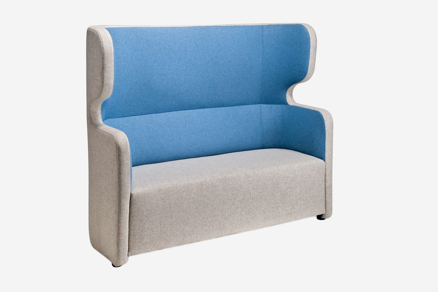 photo popup canape acoustique bicolor 2 places gris bleu