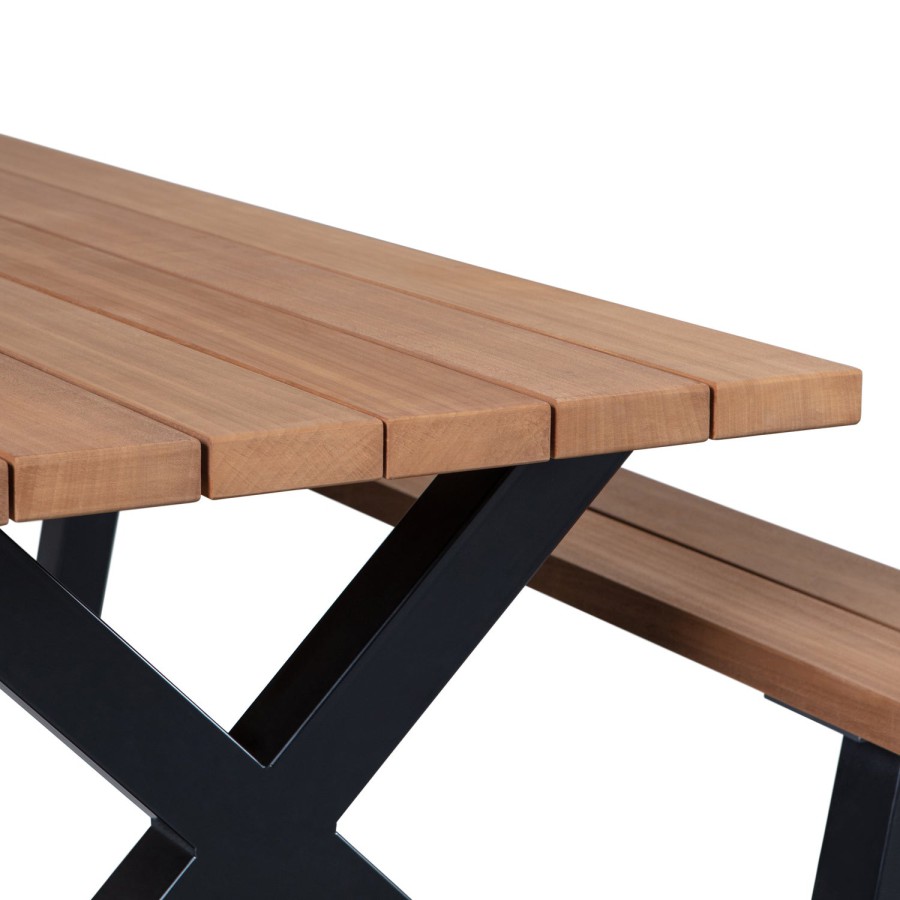 PICKNICK photo table extérieur pique nique en bois et pieds métal focus plateau