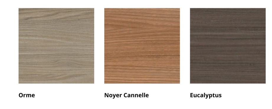 Nuancier Quadri plateau mélaminé Orme eucalyptus noyer