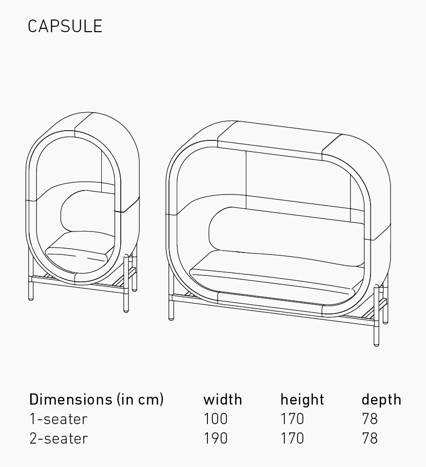 dimension canapé acoustique capsule de casala